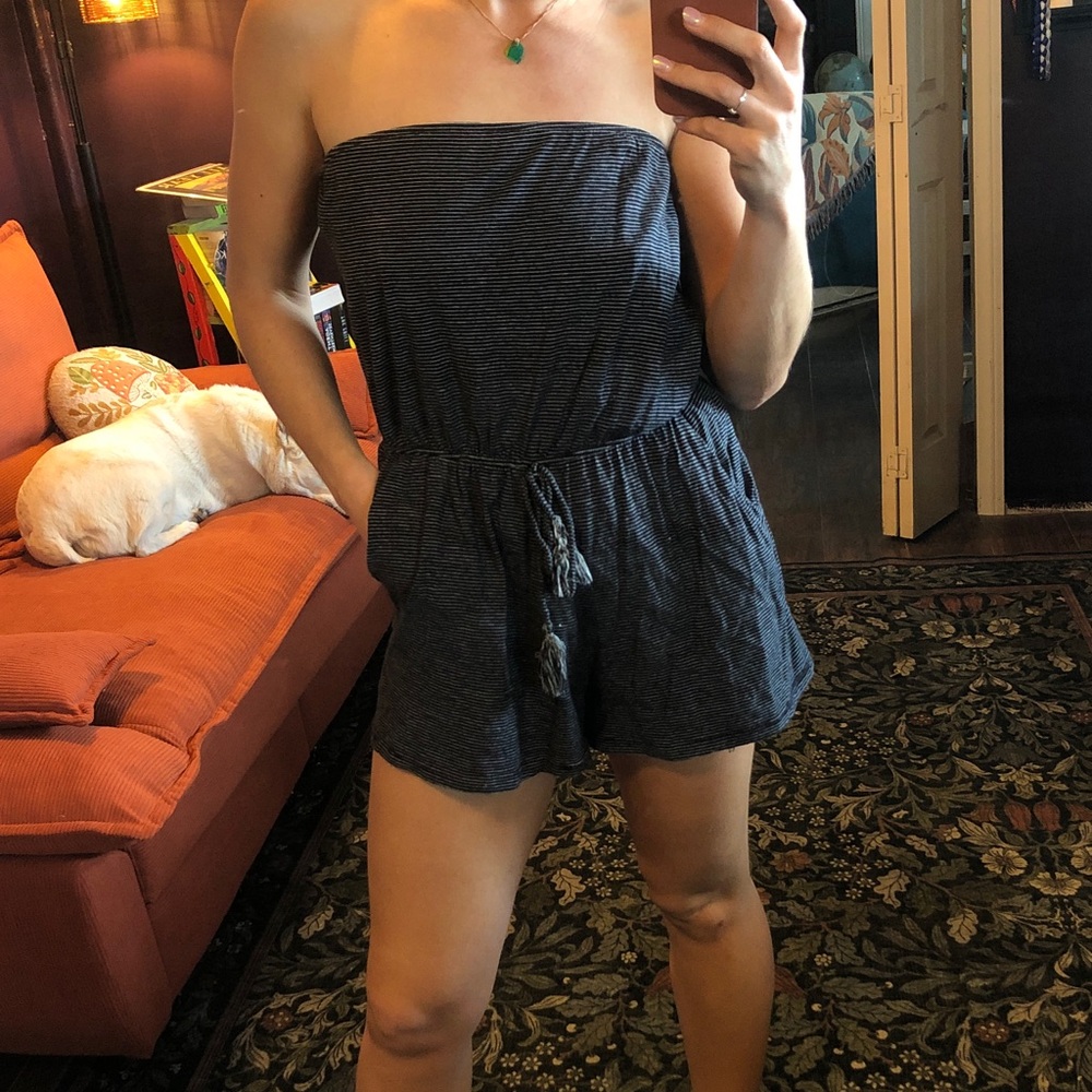 Mossimo Supply Co. Navy and White Romper